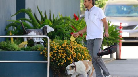 Eugenio Derbez y su mascota por Los Ángeles.