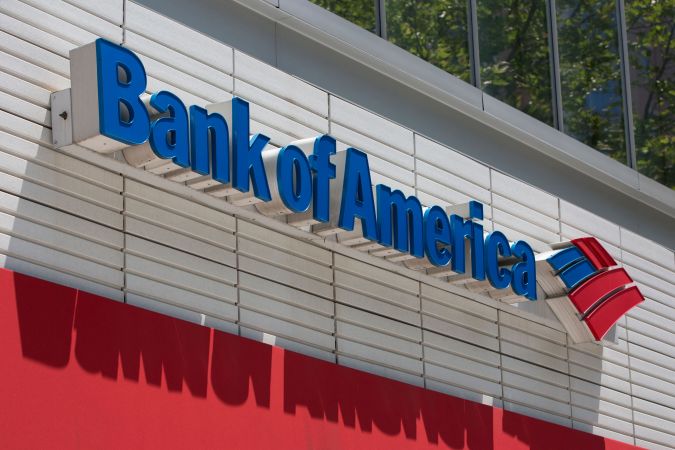 The Bank of America logo is seen outside a branch in Washington, DC, on July 9, 2019. (Photo by Alastair Pike / AFP) (Photo by ALASTAIR PIKE/AFP via Getty Images)
