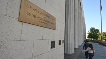 A view of the US Courthouse building in Los Angeles, California, on the first day of a pediatric lawsuit against Monsanto brought by a woman on behalf of her young son who developed a rare and severe form of cancer after being exposed to the weed killer Roundup, September 13, 2021. - A Los Angeles court on Monday began hearing a claim against Monsanto by a mother whose young child developed a rare and severe form of cancer after being exposed to its weed killer Roundup. Ezra Clark was just 4 years old in February 2016 when he was diagnosed with Burkitt's lymphoma, a particularly aggressive leukemia that can spread to different organs in a flash. (Photo by Robyn Beck / AFP) (Photo by ROBYN BECK/AFP via Getty Images)