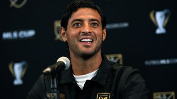 LOS ANGELES, CA - NOVEMBER 03: Carlos Vela #10 of the Los Angeles FC participates during the 2022 MLS Cup Media Day at InterContinental Los Angeles Downtown on November 3, 2022 in Los Angeles, California. (Photo by Kevork Djansezian/Getty Images)