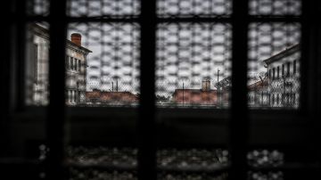 A picture taken on October 31, 2022 through one of the prison cell's window shows a view of Linho prison in Alcabideche, near Cascais. - 16 inmates from Linho Prison take part in the project which started in May 2019, developed by Catarina Camara, a 42 years old dancer of Companhia Olga Roriz, trained in Gestalt therapy. (Photo by PATRICIA DE MELO MOREIRA / AFP) (Photo by PATRICIA DE MELO MOREIRA/AFP via Getty Images)