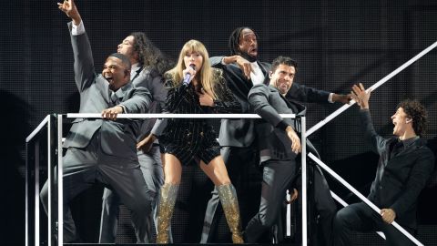 US singer-songwriter Taylor Swift performs onstage on the first night of her "Eras Tour" at AT&T Stadium in Arlington, Texas, on March 31, 2023. (Photo by SUZANNE CORDEIRO / AFP) (Photo by SUZANNE CORDEIRO/AFP via Getty Images)