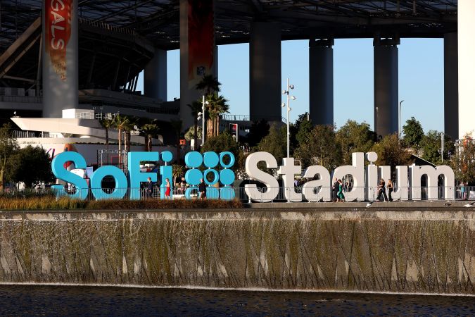 INGLEWOOD, CALIFORNIA - FEBRUARY 10: A general view of SoFi Stadium ahead of Super Bowl LVI between the Cincinnati Bengals and Los Angeles Rams on February 10, 2022 in Inglewood, California. (Photo by Rob Carr/Getty Images)