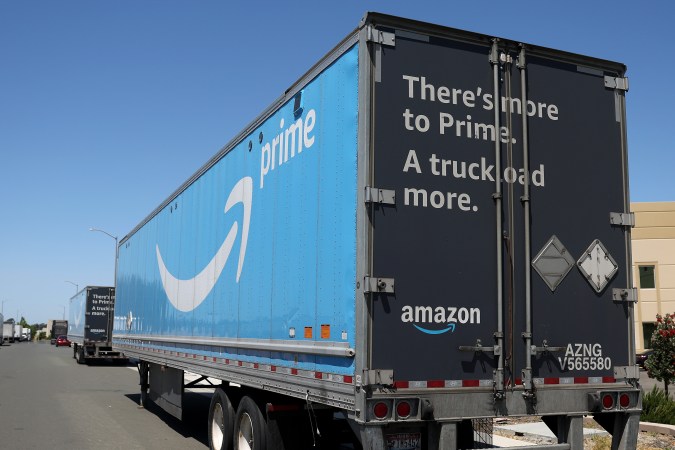 RICHMOND, CALIFORNIA - JUNE 21: The Amazon Prime logo is displayed on the side of an Amazon delivery truck on June 21, 2023 in Richmond, California. The Federal Trade Commission (FTC) sued Amazon alleging that company has deceived millions of customers into signing up for Prime subscription services and intentionally complicated the cancellation process. (Photo by Justin Sullivan/Getty Images)