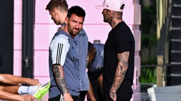 Messi y David Beckham en un entrenamiento del Inter Miami.