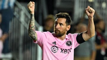 Messi celebrando un gol contra el Orlando City.