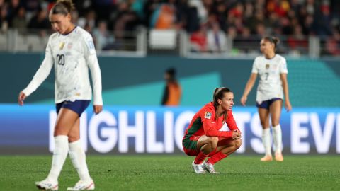 AUCKLAND, NEW ZEALAND - AUGUST 01: Tatiana Pinto of Portugal shows dejection after her team's elimination from the tournament after the scoreless draw following the FIFA Women's World Cup Australia & New Zealand 2023 Group E match between Portugal and USA at Eden Park on August 01, 2023 in Auckland, New Zealand. (Photo by Phil Walter/Getty Images)