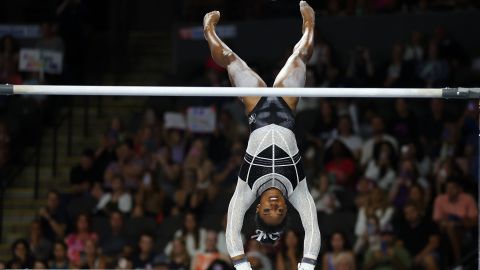 Simone Biles en su presentación en Chicago.