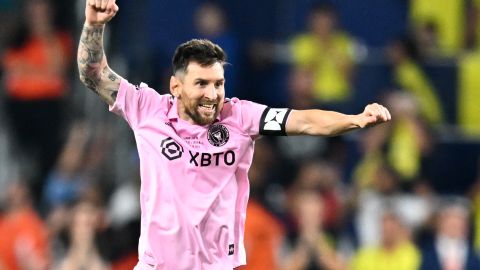 Lionel Messi celebra haber ganado la Leagues Cup con el Inter Miami.