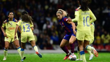 Una parte de la afición que dijo presente en el duelo entre FC Barcelona femenil y las Águilas del América mostraron su apoyo a la jugadora española