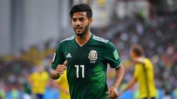 YEKATERINBURG, RUSSIA - JUNE 27: Carlos Vela of Mexico looks on during the 2018 FIFA World Cup Russia group F match between Mexico and Sweden at Ekaterinburg Arena on June 27, 2018 in Yekaterinburg, Russia. (Photo by Hector Vivas/Getty Images)