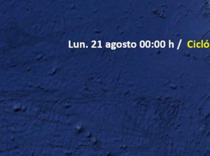 Trayectoria proyectada por el SNM para el huracán Hilary el sábado 19 de agosto de 2023.