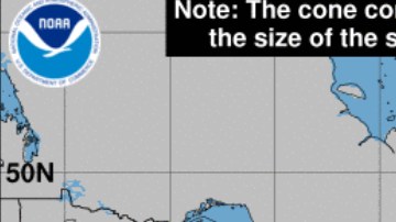 El cono muestra la posible trayectoria del huracán Lee.