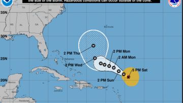 El cono muestra la posible trayectoria pero no el tamaño ni intensidad del huracán Lee.