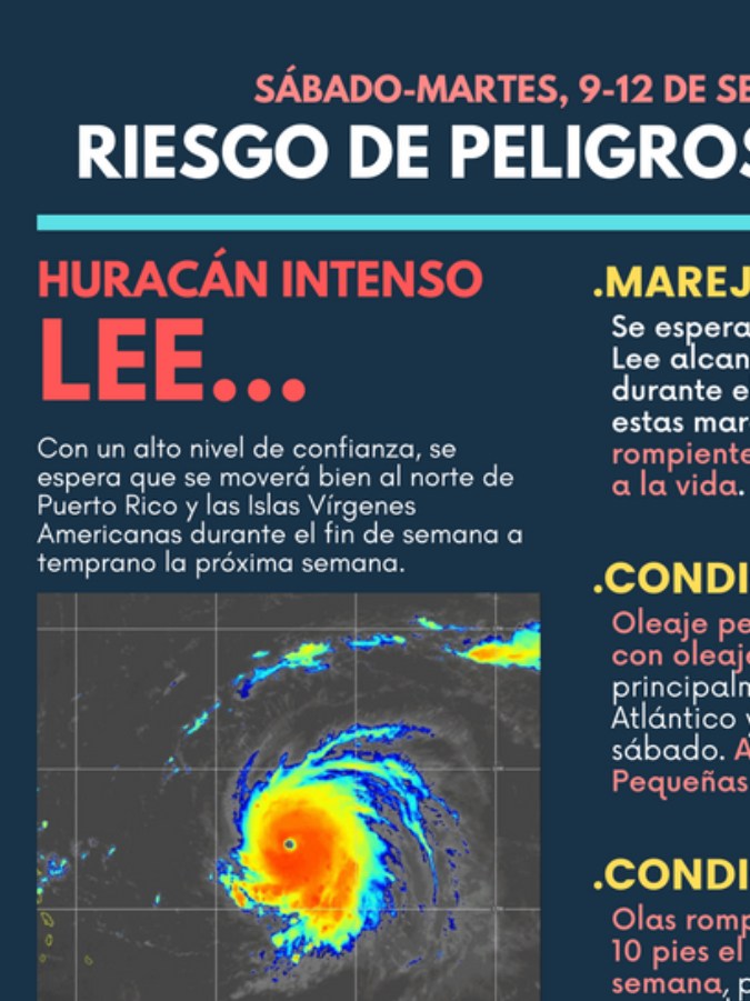 Huracán Lee, Alerta de 9 a 12 de septiembre para Puerto Rico