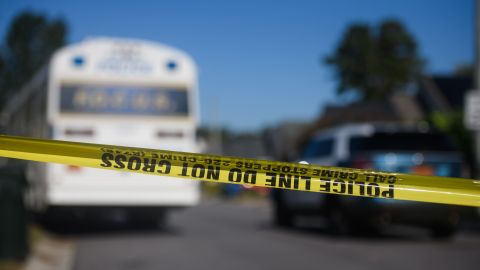 RALEIGH, NC - OCTOBER 14: Crime scene tape crosses Castle Pines Drive on October 14, 2022 in Raleigh, North Carolina in the Hedingham neighborhood where 5 people were shot and killed. Police are investigating a 2-mile area of land around the neighborhood where 5 people were shot and killed.(Photo by Melissa Sue Gerrits/Getty Images)