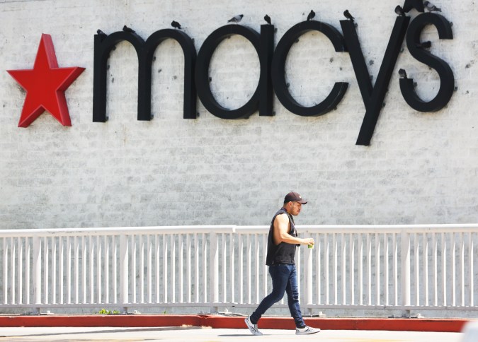LOS ANGELES, CALIFORNIA - MAY 26: The Macy’s logo is displayed at a Macy’s store on May 26, 2022 in Los Angeles, California. Macy’s reported strong sales growth today and increased its guidance for earnings for the year, with net sales rising almost 14 percent in the first quarter, compared to the previous year. (Photo by Mario Tama/Getty Images)