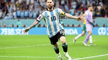 Lionel Messi celebra un gol en la Copa del Mundo.