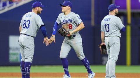 Dodgers celebran victoria ante Miami Marlins.