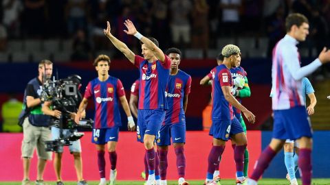 Robert Lewandowski en celebración con el FC Barcelona.