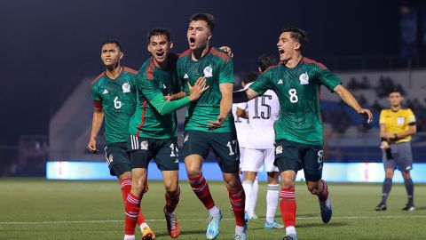 El Tri sub 23 celebra un gol en la final de los Juegos Centroamericanos y del Caribe.