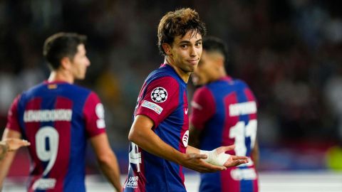 Joao Felix, tras conseguir el quinto gol del equipo blaugrana durante el encuentro correspondiente a la fase de grupos de la Liga de Campeones.