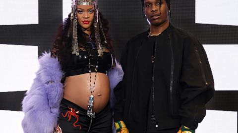 Rihanna y A$AP Rocky en el Milan Fashion Week.