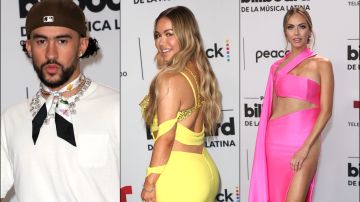 Bad Bunny, Chiquis Rivera y Jessica Carrillo en los Premios Billboard a la Música Latina 2023.