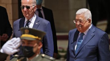 Los presidentes de EE.UU., Joe Biden, y de Palestina, Mahmud Abbas.