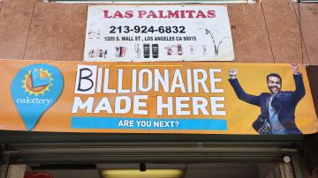 LOS ANGELES, CALIFORNIA - JULY 20: A sign reading 'Billionaire Made Here' with an improvised 'B' hangs outside Las Palmitas Mini Market on July 20, 2023 in Los Angeles, California. The $1.08 billion winning Powerball ticket was sold at the Las Palmitas Mini Market for the July 19th drawing. The jackpot is the third largest in Powerball history and was picked after three months of drawings without a winner. The mini market is located in the downtown Fashion District close to Skid Row. (Photo by Mario Tama/Getty Images)