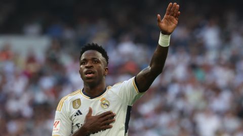 Vinícius Jr. celebra un gol con el Real Madrid.