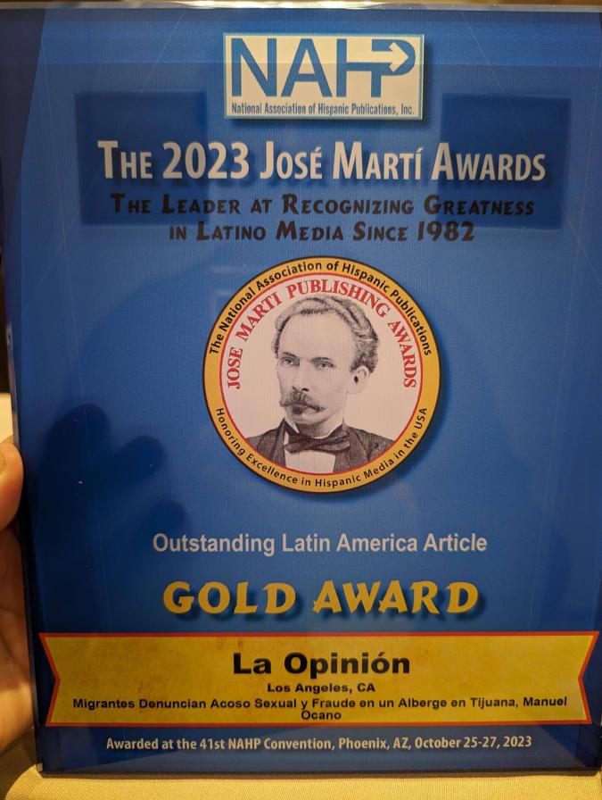 La Opinión recibió el Premio José Martí de Oro al Artículo de Latinoamérica Destacado.