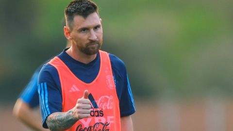 Lionel Messi durante un entrenamiento con la Selección de Argentina.