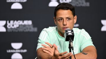 LA Galaxy's Mexican striker Javier Hernandez speaks during a press conference at Dignity Health Sports Park ahead of the Leagues Cup Showcase match against Chivas Guadalajara in Carson, California, on August 2, 2022. (Photo by Patrick T. FALLON / AFP) (Photo by PATRICK T. FALLON/AFP via Getty Images)