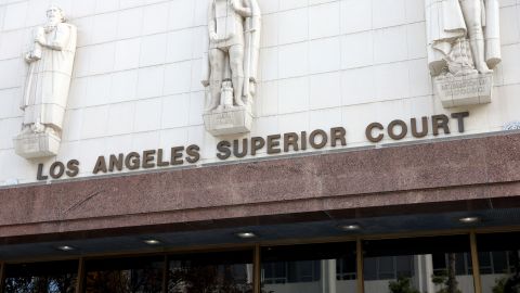 LOS ANGELES, CALIFORNIA - JANUARY 10: Exterior view of courthouse during a rally to support actress and civil rights activist Nichelle Nichols to free her from her conservatorship at Stanley Mosk Courthouse on January 10, 2022 in Los Angeles, California. (Photo by Rich Fury/Getty Images)