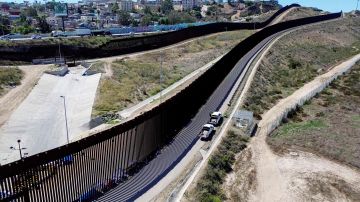 This aerial picture taken on September 14, 2023 shows the US-Mexico border, in San Ysidro, California, on September 14, 2023. (Photo by SANDY HUFFAKER / AFP) (Photo by SANDY HUFFAKER/AFP via Getty Images)