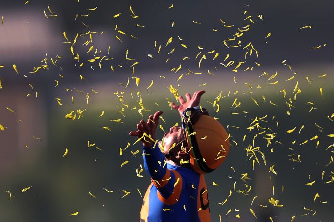 ARCADIA, CALIFORNIA - NOVEMBER 04: Irad Ortiz Jr. aboard White Abarrio celebrates after winning the Longines Breeders' CUp Classic race at Santa Anita Park on November 04, 2023 in Arcadia, California. (Photo by Sean M. Haffey/Getty Images)