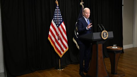 US President Joe Biden delivers remarks on the release of hostages from Gaza, in Nantucket, Massachusetts, on November 26, 2023. A four-year-old American girl is safely in Israel after being released on November 26, 2023, from captivity in Gaza, US President Joe Biden said as he urged the pause in Israel-Hamas fighting be extended to allow for more hostage releases. (Photo by Brendan SMIALOWSKI / AFP) (Photo by BRENDAN SMIALOWSKI/AFP via Getty Images)