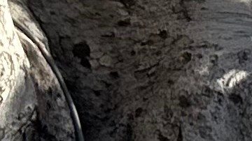 Arturo Chávez, gerente la Placita Olvera muestra  el lugar vacío donde iba una placa de bronce que se robaron. (Araceli Martínez/La Opinión)