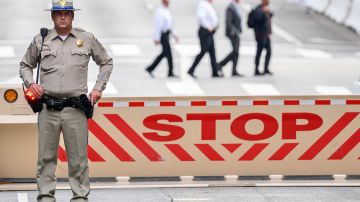 A highway patrol officer guards the entrance to the Asia-Pacific Economic Cooperation (APEC) Leaders' Week event in San Francisco, California, on November 15, 2023. (Photo by JOSH EDELSON / AFP) (Photo by JOSH EDELSON/AFP via Getty Images)