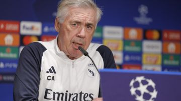 Real Madrid's Italian coach Carlo Ancelotti attends a press conference in Berlin on December 11, 2023, on the eve of the UEFA Champions League Group C match Union Berlin vs Real Madrid CF. (Photo by Odd ANDERSEN / AFP) (Photo by ODD ANDERSEN/AFP via Getty Images)