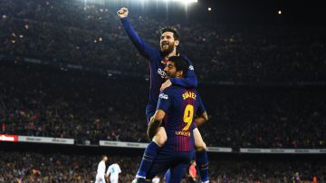 Lionel Messi junto a Luis Suárez en el FC Barcelona.
