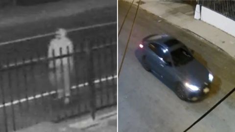 La policía de Los Ángeles publicó imágenes del sospechoso y de un auto de color oscuro en el que se vio al sospechoso.