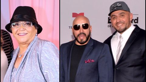 Doña Rosa Rivera, Lupillo Rivera y Juan Rivera en un evento de Telemundo.