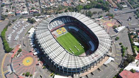 Aerial view of the empty Azteca stadium in Mexico City on March 22, 2020, as the Mexican football torunamnet was postponed prevent the spread of the new coronavirus. (Photo by ALFREDO ESTRELLA / AFP) (Photo by ALFREDO ESTRELLA/AFP via Getty Images)