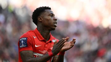 Spartak Moscow's dutch midfielder Quincy Promes reacts during the Russian Cup final football match between Spartak Moscow and Dynamo Moscow at the Luzhniki stadium on May 29, 2022. (Photo by Kirill KUDRYAVTSEV / AFP) (Photo by KIRILL KUDRYAVTSEV/AFP via Getty Images)