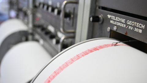 A seismograph registers little earth trembles at the center room where real-time earthquakes are observed at Romania's National Institute for Earth Physics (INFP) at INFP's headquarters in Magurele on March 17, 2023. - Many people in Bucharest still have terrible memories of the earthquake that shook Romania on March 4, 1977, killing 1,500 and injuring 11,000 others. Images of the devastation in Turkey and Syria have revived old fears in the EU's most earthquake-prone capital, which experts say remains completely unprepared for big tremors. "We are very vulnerable," said Matei Sumbasacu, founder of the Re:Rise group that is pushing to make the city more earthquake safe. (Photo by Daniel MIHAILESCU / AFP) (Photo by DANIEL MIHAILESCU/AFP via Getty Images)