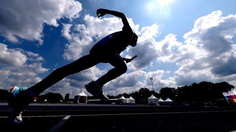 BERLIN, GERMANY - JUNE 18: Nur Ameer Muqsiq Bin Baharuddin of Malaysia starts at the 4 x 100m relay during the Athletics Track and Field competition on day two of Special Olympics World Games Berlin 2023 on June 18, 2023 in Berlin, Germany. (Photo by Alexander Hassenstein/Getty Images)