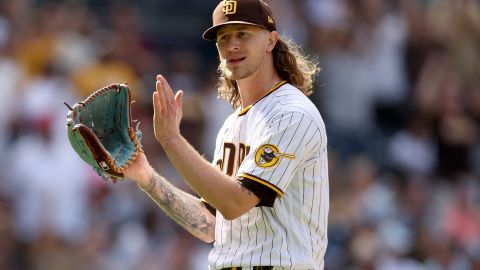 SAN DIEGO, CALIFORNIA - SEPTEMBER 20: Josh Hader #71 of the San Diego Padres reacts after defeting the Colorado Rockies 3-2 in a game at PETCO Park on September 20, 2023 in San Diego, California. (Photo by Sean M. Haffey/Getty Images)