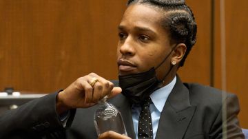 LOS ANGELES, CALIFORNIA - NOVEMBER 20: Rapper A$AP Rocky, drinks water at a preliminary hearing in his assault with a semi-automatic firearm case at the Clara Shortridge Foltz Criminal Justice Center on November 20, 2023 in Los Angeles, California. A$AP Rocky, real name Rakim Mayers, has been charged with two counts of assault with a semi-automatic firearm stemming from a November 2021 incident in Hollywood. (Photo by Allison Dinner-Pool/Getty Images)